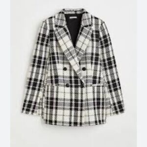 NWT H&M Women's Textured black and white blazer Size XS